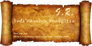 Ivánkovics Rozália névjegykártya